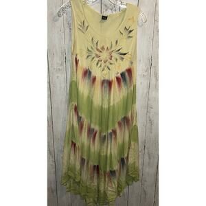 Zury Dress Sleeveless Multicolor Embroidered Flowy Summer Boho One Size Rayon